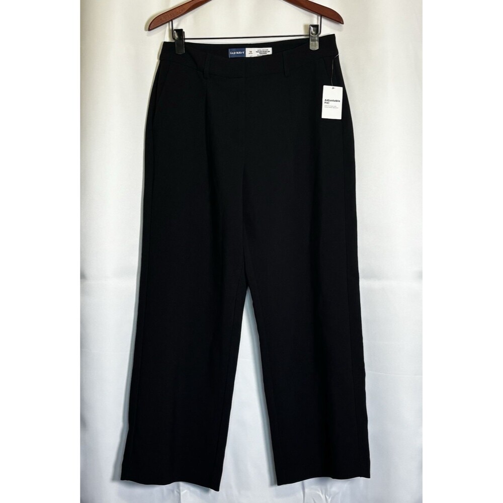 Old Navy Extra High Waisted Taylor Wide Leg Trouser Pants Black Size 10 P NEW!